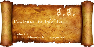 Bablena Borbála névjegykártya